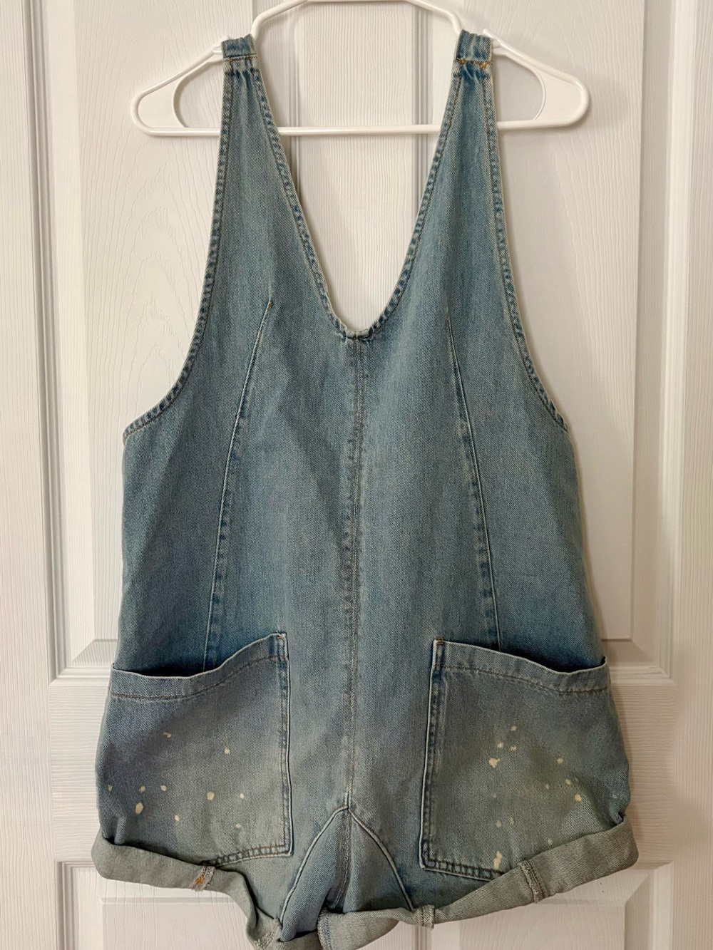 Free People High Roller Light Blue Denim Shortall